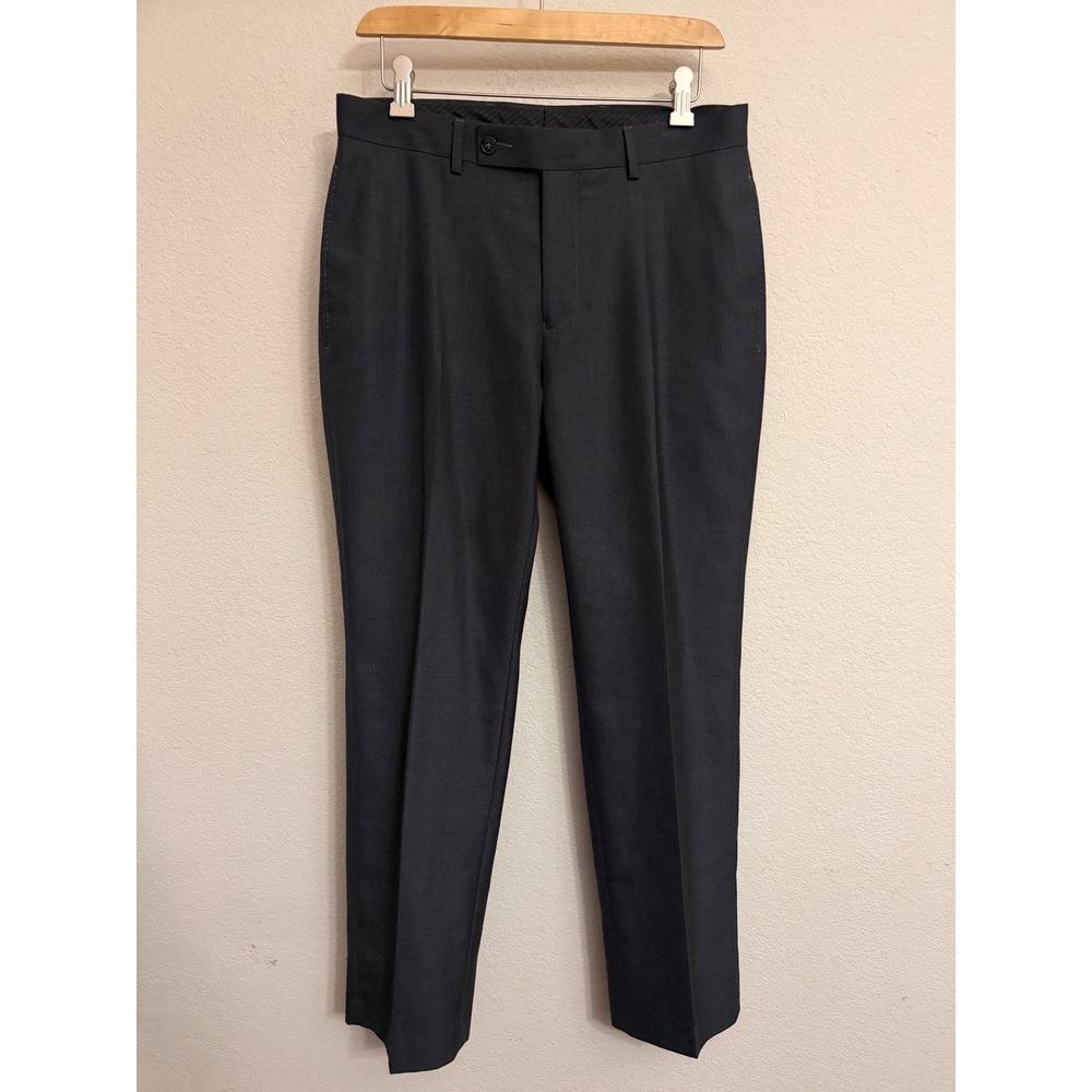 Calvin Klein Mens Dress Pants Grey Flat Front Trousers 31 x 30